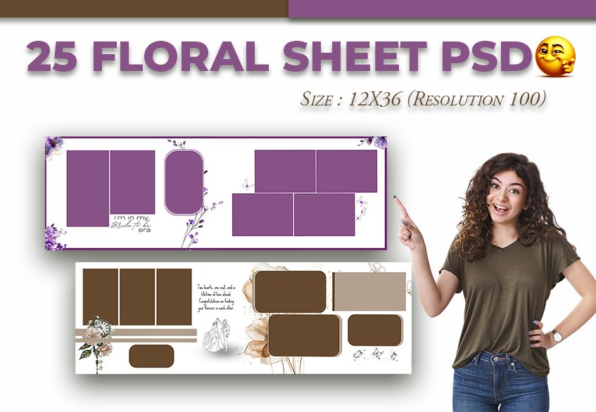 25 Floral Design PSD 12X36