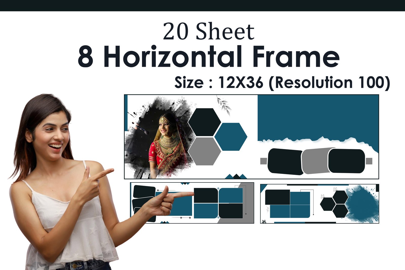 20 Sheet 12X36 8 Horizontal Frame PSD
