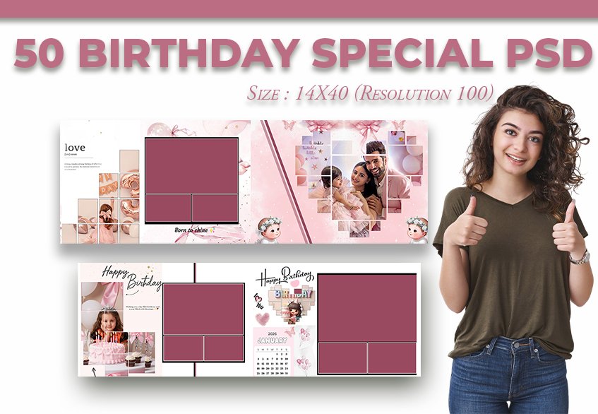 50 Sheet 14X40 Birthday PSD